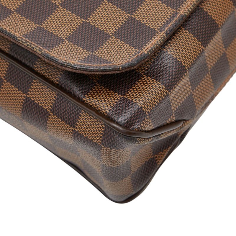 Louis Vuitton Damier District MM Shoulder Bag Brown Leather