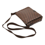 Louis Vuitton Damier District MM Shoulder Bag Brown Leather