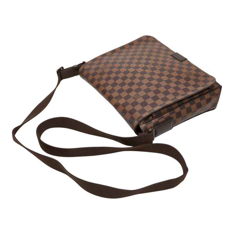 Louis Vuitton Damier District MM Shoulder Bag Brown Leather