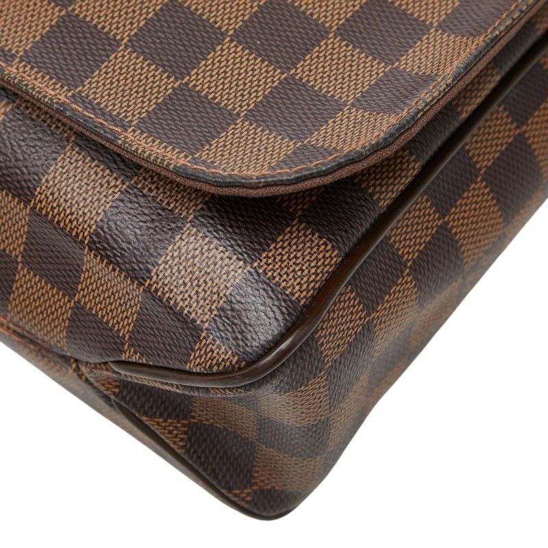 Louis Vuitton Damier District MM Shoulder Bag Brown Leather