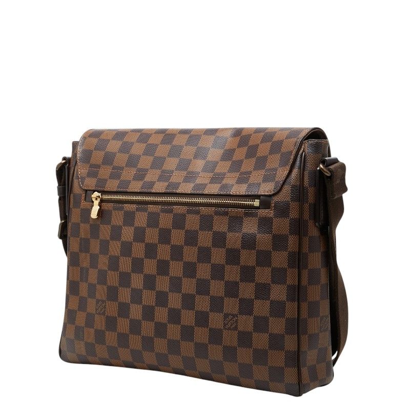 Louis Vuitton Damier District MM Shoulder Bag Brown Leather