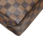 Louis Vuitton Damier District MM Shoulder Bag Brown Leather