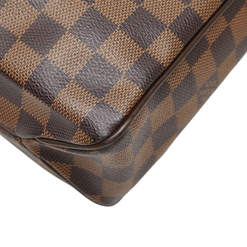 Louis Vuitton Damier District MM Shoulder Bag Brown Leather