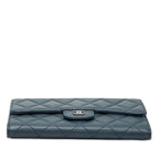 Chanel Quilted CC Logo Wallet Navy Lambskin