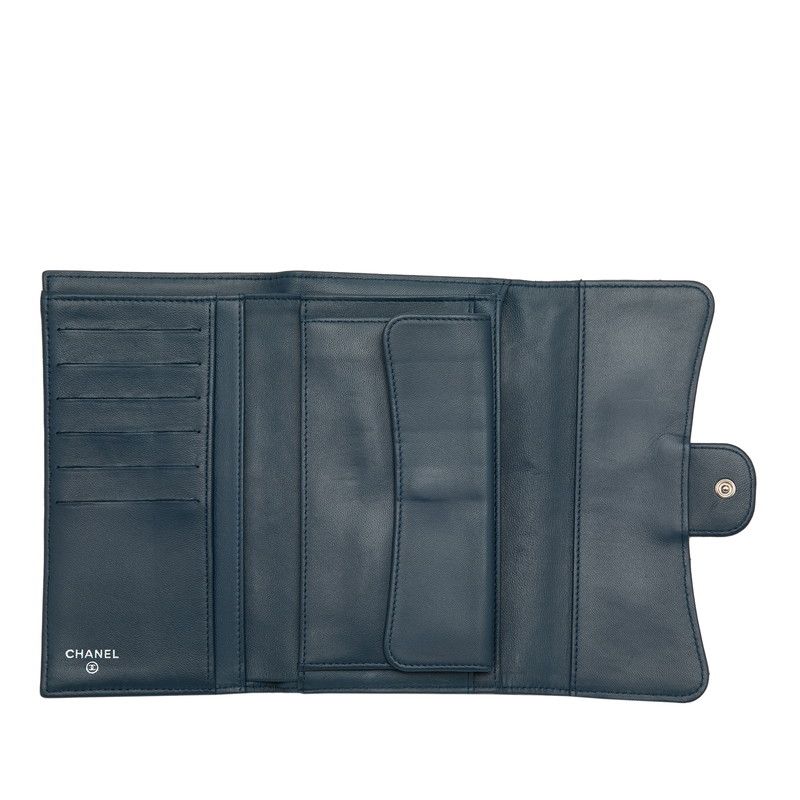 Chanel Quilted CC Logo Wallet Navy Lambskin