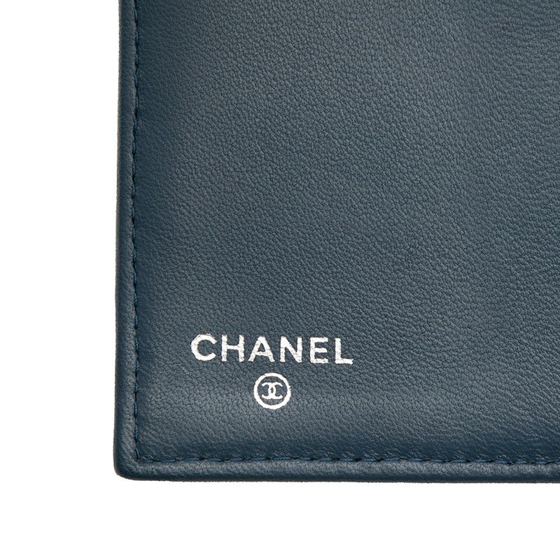 Chanel Quilted CC Logo Wallet Navy Lambskin