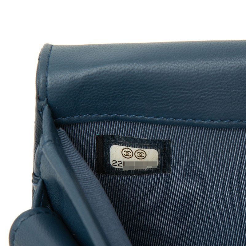 Chanel Quilted CC Logo Wallet Navy Lambskin