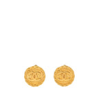 Chanel CC Logo Vintage Earrings Gold Plated
