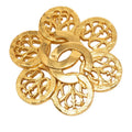 Chanel CC Logo Vintage Brooch Flower Motif Gold Plated