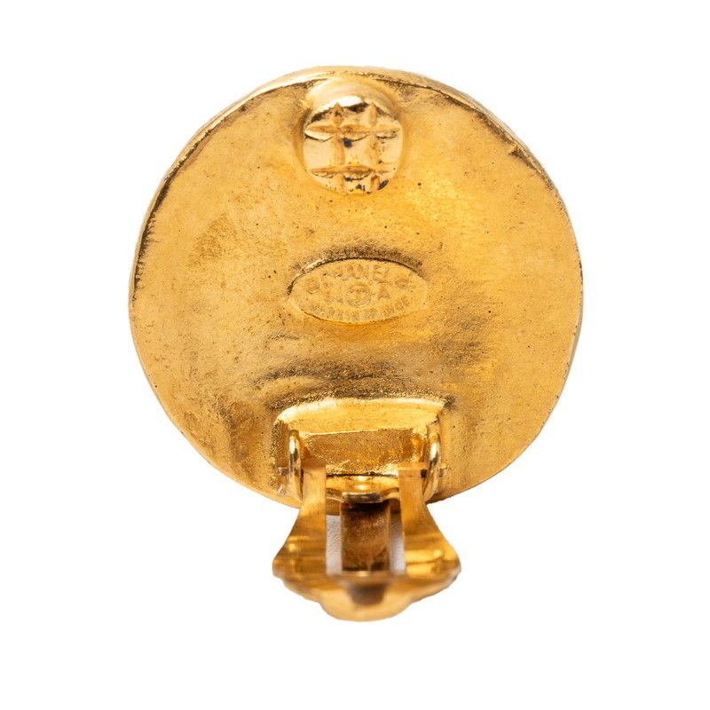 Chanel Vintage CC Logo Earrings Gold Plated