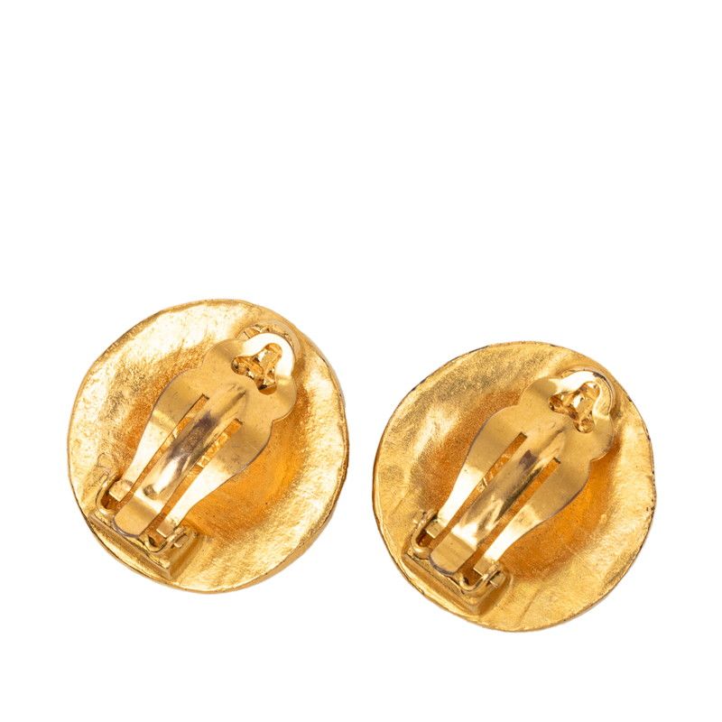 Chanel Vintage CC Logo Earrings Gold Plated