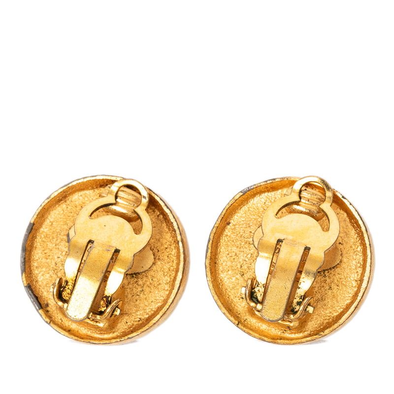 Chanel Vintage CC Logo Earrings Gold Plated