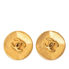 Chanel Vintage CC Logo Earrings Gold Plated
