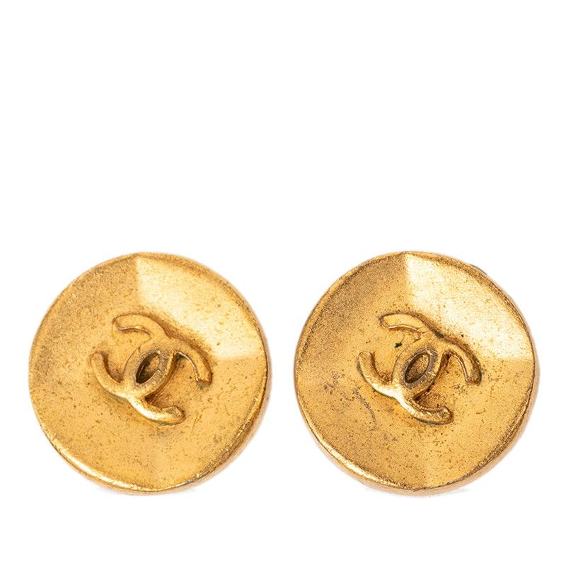 Chanel Vintage CC Logo Earrings Gold Plated
