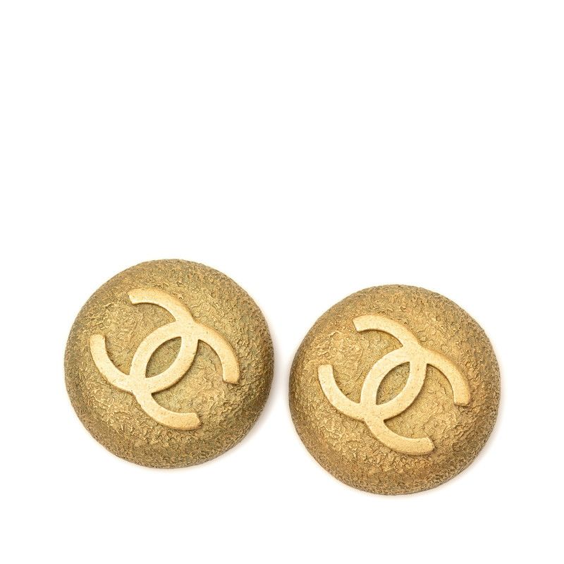 Chanel Vintage CC Logo Earrings Gold Plated