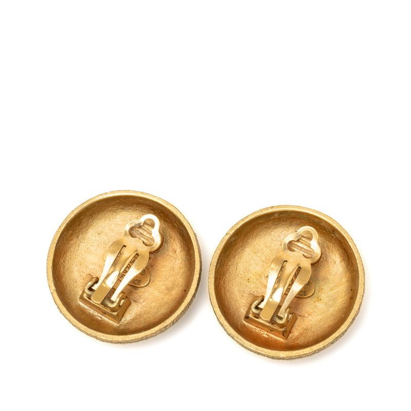 Chanel Vintage CC Logo Earrings Gold Plated