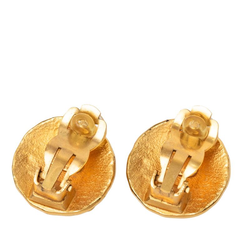 Chanel Vintage CC Logo Earrings Gold Plated