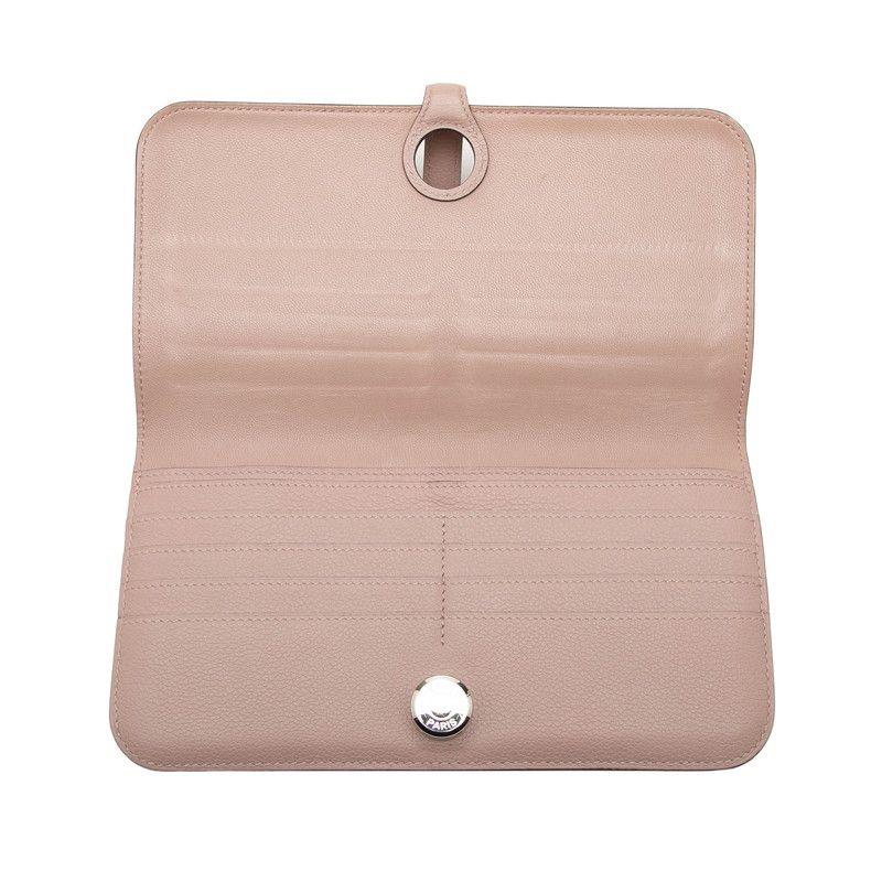 Hermes Dogon Wallet Pink Silver Color