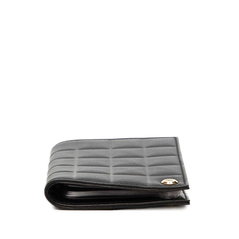 Chanel CC Logo Choco Bar Card Case Black Lambskin