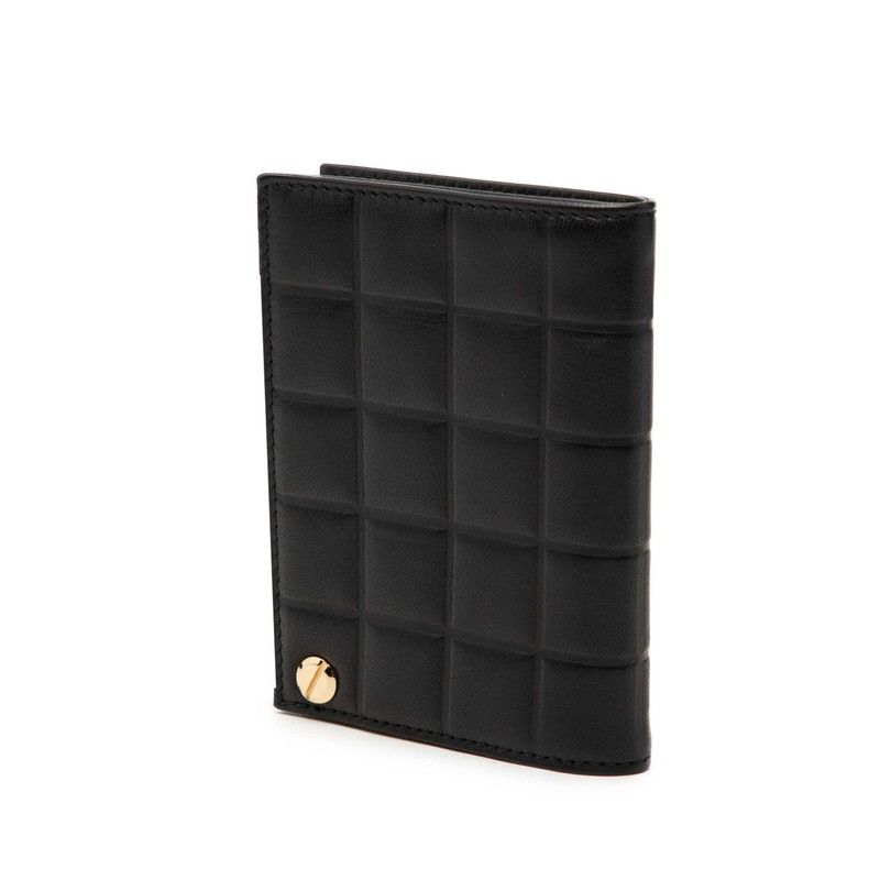 Chanel CC Logo Choco Bar Card Case Black Lambskin