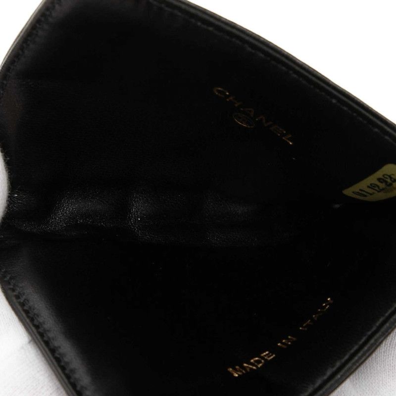 Chanel CC Logo Choco Bar Card Case Black Lambskin