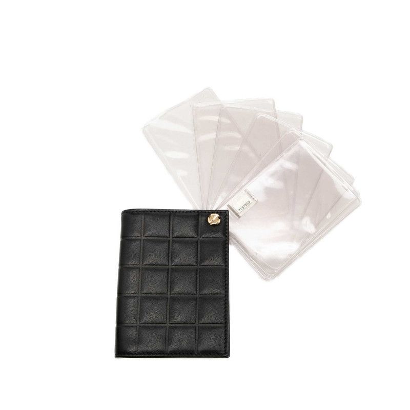 Chanel CC Logo Choco Bar Card Case Black Lambskin