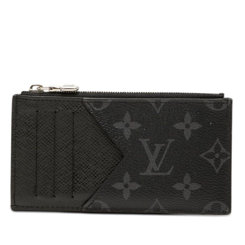 Louis Vuitton Monogram Eclipse Coin Card Holder Case Noir Black Leather