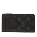 Louis Vuitton Monogram Eclipse Coin Card Holder Case Noir Black Leather
