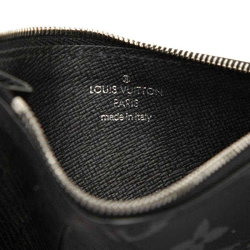 Louis Vuitton Monogram Eclipse Coin Card Holder Case Noir Black Leather