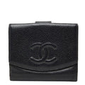 Chanel CC Logo Trifold Wallet Black Caviar Leather