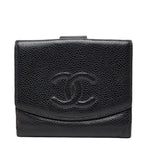 Chanel CC Logo Trifold Wallet Black Caviar Leather