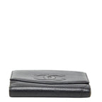 Chanel CC Logo Trifold Wallet Black Caviar Leather