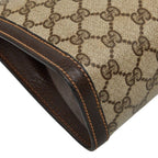 Gucci GG Supreme Vintage Sherry Line Clutch Beige Brown Leather