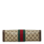 Gucci GG Supreme Vintage Sherry Line Clutch Beige Brown Leather