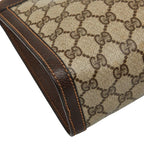 Gucci GG Supreme Vintage Sherry Line Clutch Beige Brown Leather