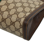 Gucci GG Supreme Vintage Sherry Line Clutch Beige Brown Leather