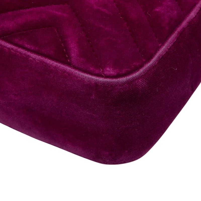 Gucci GG Marmont Quilted Chain Shoulder Bag Purple Velvet