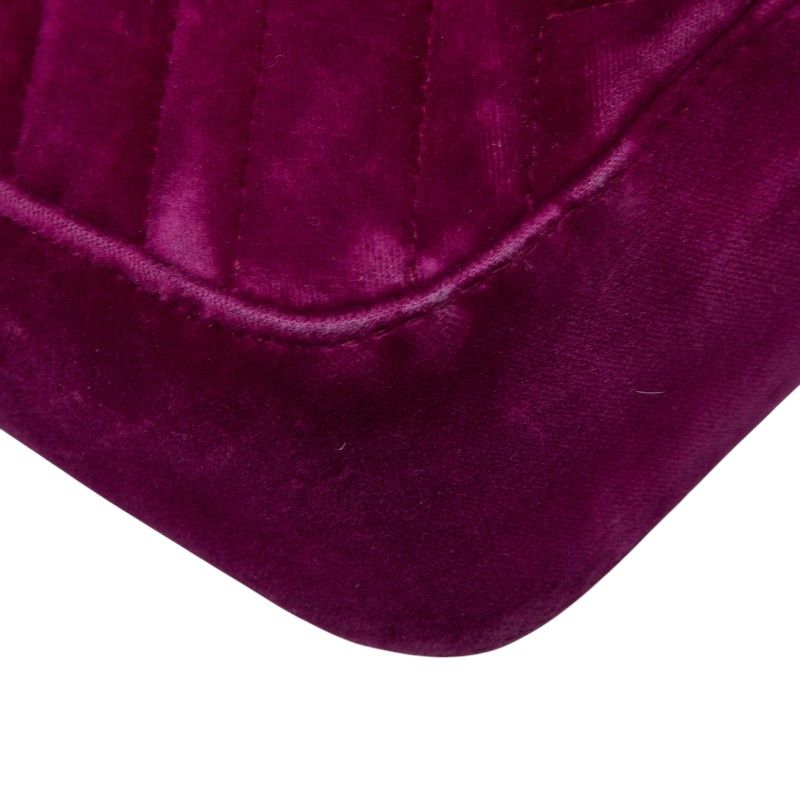 Gucci GG Marmont Quilted Chain Shoulder Bag Purple Velvet