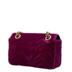 Gucci GG Marmont Quilted Chain Shoulder Bag Purple Velvet