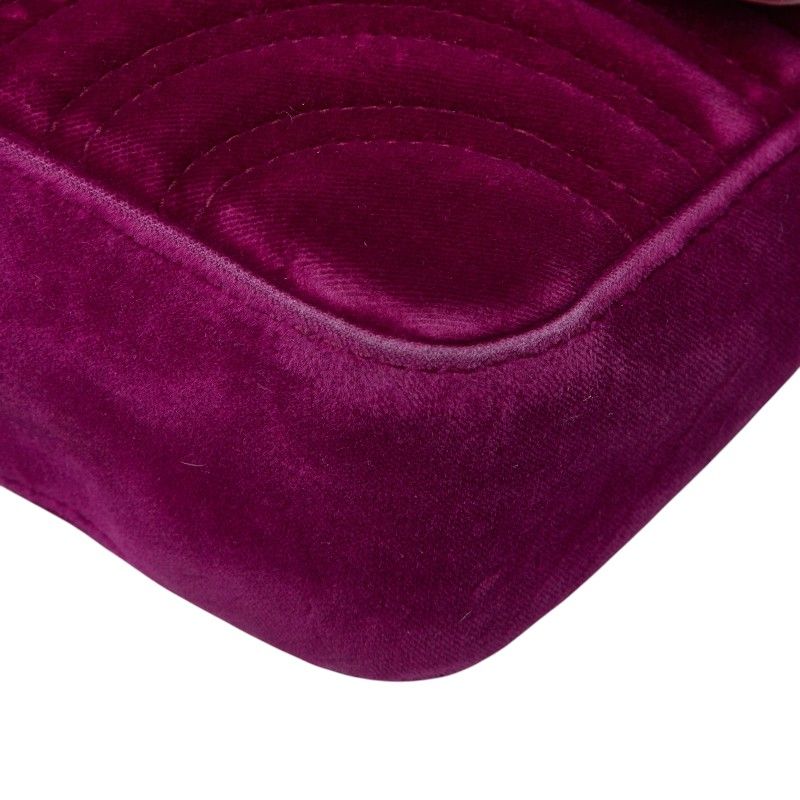 Gucci GG Marmont Quilted Chain Shoulder Bag Purple Velvet