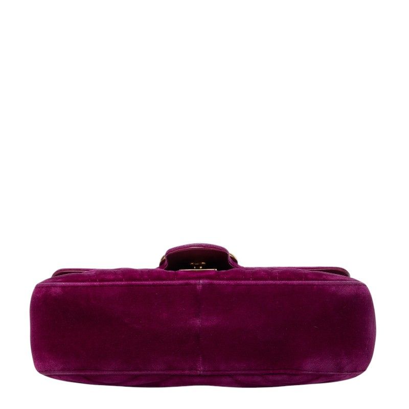 Gucci GG Marmont Quilted Chain Shoulder Bag Purple Velvet
