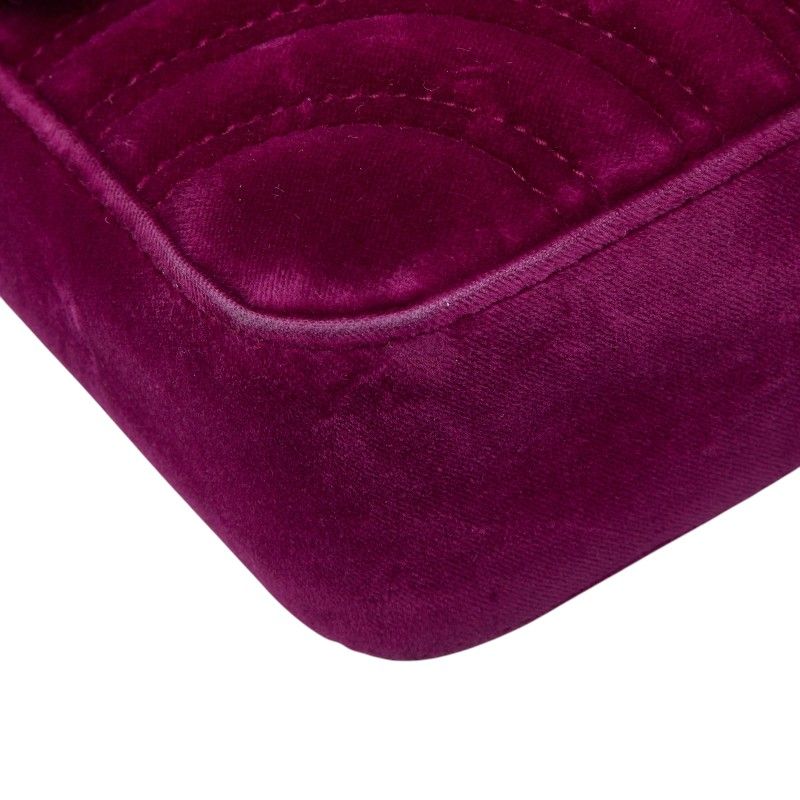 Gucci GG Marmont Quilted Chain Shoulder Bag Purple Velvet