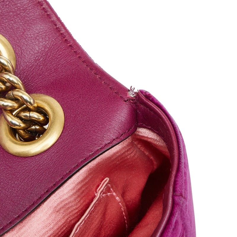 Gucci GG Marmont Quilted Chain Shoulder Bag Purple Velvet