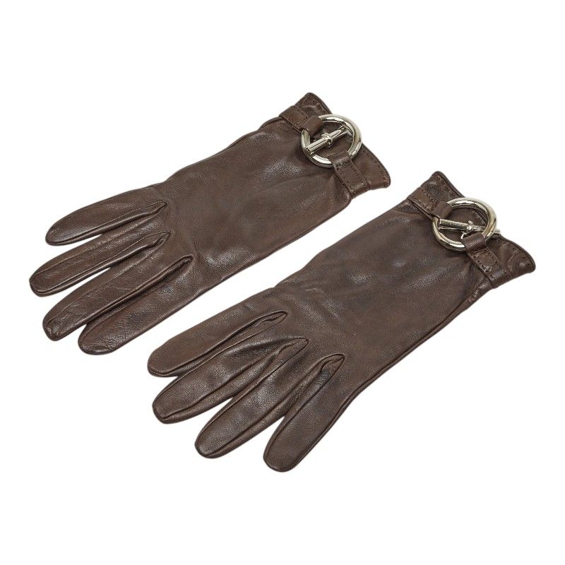 Hermes Chaine D'ancre Gloves 7.5 Brown Leather