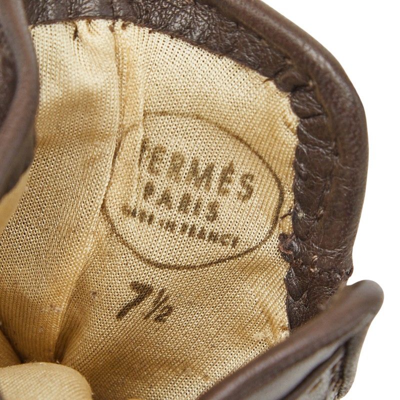 Hermes Chaine D'ancre Gloves 7.5 Brown Leather