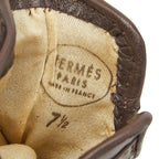 Hermes Chaine D'ancre Gloves 7.5 Brown Leather