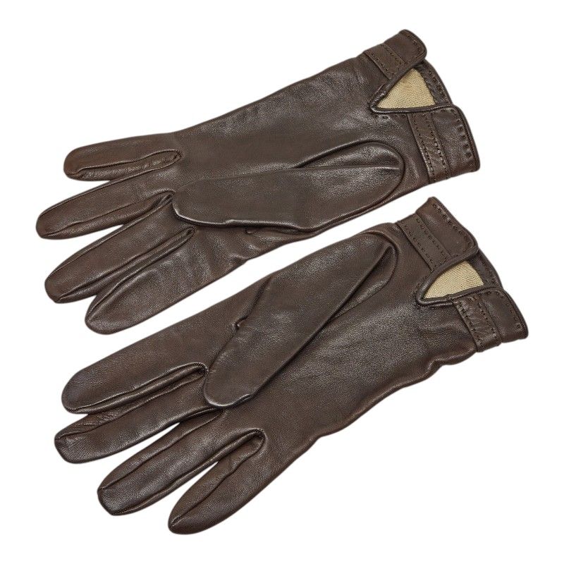 Hermes Chaine D'ancre Gloves 7.5 Brown Leather