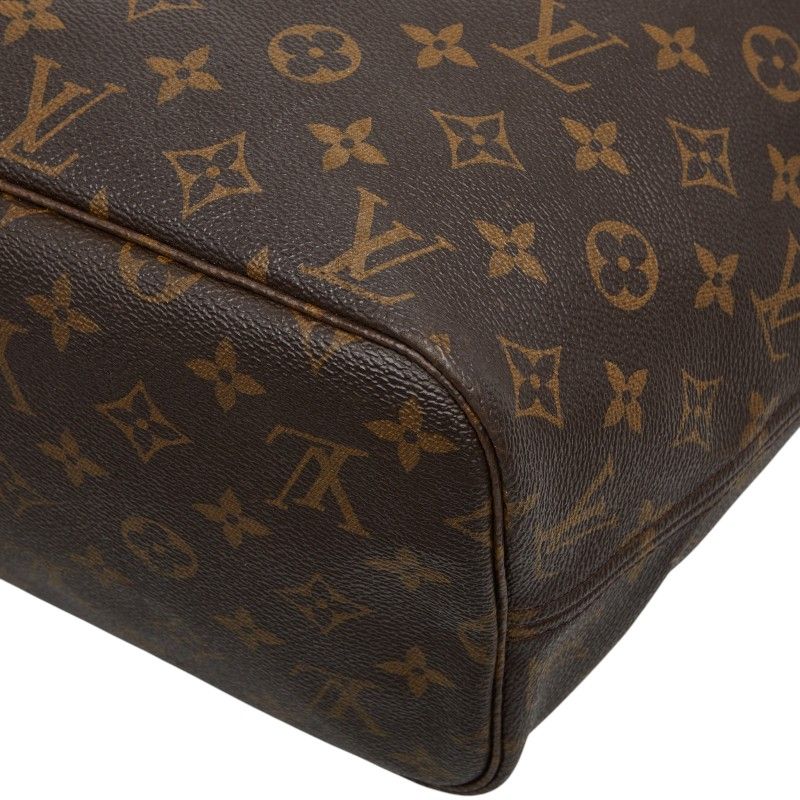 Louis Vuitton Monogram Neverfull MM Shoulder Bag Tote Brown Leather