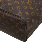 Louis Vuitton Monogram Neverfull MM Shoulder Bag Tote Brown Leather