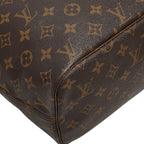 Louis Vuitton Monogram Neverfull MM Shoulder Bag Tote Brown Leather